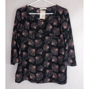 NWT Le Lis Sheer Floral Blouse With Peek-A-Boo Neck Size Medium